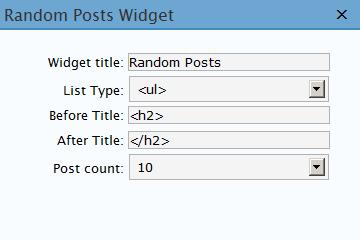 Random Posts Widget configuration